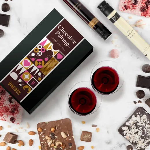 Vinebox Chocolate Pairing, 3 Curated Pairings